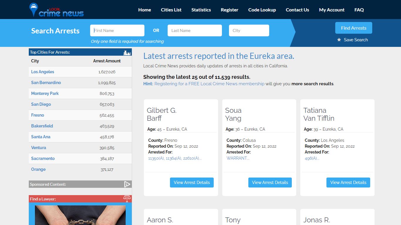 Eureka California Arrest Records | Local Crime News